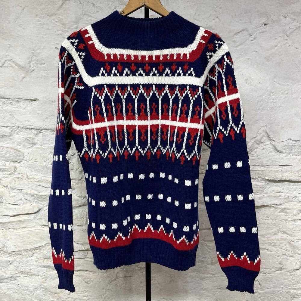 Cranbrook Crewneck Sweater Vintage 60s 70s Chunky Nordic Fair Isle Mad Men